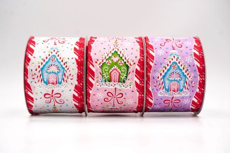 Gingerbread House Christmas Wired Ribbon - Gingerbread House Christmas Wired Ribbon